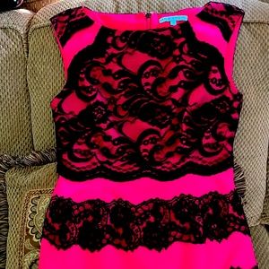silky pink and black knee length beautiful
